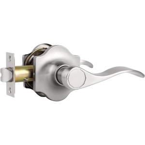imageProbrico Passage Levers Camelot Style Door Handles Brushed Nickel Hall and Closet Levers Wave Handles for Left ampamp Right Hand Opening Doors 2 Sided Handle with Latch 85061SN