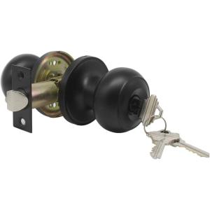 imageProbrico Polished Chrome Keyed Entry Door Knob Interior Exterior Entry Door Locks Entrance LocksetLock with Three KeysBlack