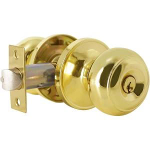 imageProbrico Polished Chrome Keyed Entry Door Knob Interior Exterior Entry Door Locks Entrance LocksetLock with Three KeysPolished Brass