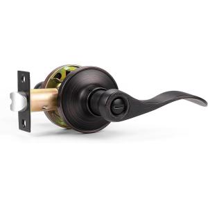 imageProbrico Privacy Door Levers Interior Door Handles Levers Satin Nickel Door Lever for Bedroom Bathroom Wave Style Door Lever Left Right Handed Door Handles 10 PackOil Rubbed Bronze