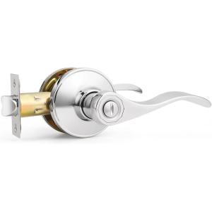 imageProbrico Privacy Door Levers Interior Door Handles Levers Satin Nickel Door Lever for Bedroom Bathroom Wave Style Door Lever Left Right Handed Door Handles 10 PackPolished Chrome