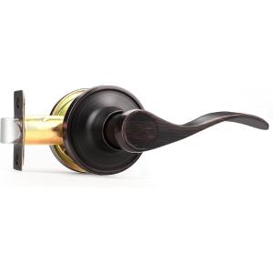 imageProbrico Wave Shape Passage Door Lever Satin Nickel Keyless Handle for Hall and Closet Interior NonLocking Leverset Handleset Hardware Reversible for Right and Left Handed Doors 1 PackOil Rubbed Bronze