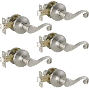 imageProbrico Wave Style HallCloset Door Levers Satin Nickel Passage Door Levers NonLocking Interior Handles Contractor Pack 5 Pack