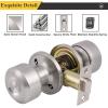 imageProbrico 6 Pack Keyless Door Knobs Packs Passage Door Locks Brushed Nickel Stainless Steel Hardware for Bathroom Childrens Room Universal Lock with Adjustable Latch