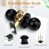 imageProbrico Ball Privacy Interior Door Knobs Bedroom and Bathroom Door Handle Keyless Black Lockset Stainless Steel6 PackBlack