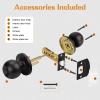 imageProbrico Ball Privacy Interior Door Knobs Bedroom and Bathroom Door Handle Keyless Black Lockset Stainless Steel6 PackOil Rubbed Bronze