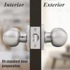 imageProbrico Black Door Knobs Interior Keyless Lock Modern Passage Door Handles for HallCloset Round Knob with Square Cover1 PackBrushed Nickel