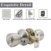 imageProbrico Brushed Nickel Finish Handle Knobs Keyless Privacy Interior Doors Bed and Bath Lockset 5 Pack