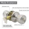 imageProbrico Brushed Nickel Finish Handle Knobs Keyless Privacy Interior Doors Bed and Bath Lockset 5 Pack