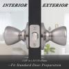 imageProbrico Brushed Nickel Privacy Door Knobs Interior Tulip Shape Door Handles Locks for Bedroom Bathroom Keyless Door Locksets 6 Pack