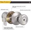 imageProbrico Brushed Nickel Privacy Door Knobs Interior Tulip Shape Door Handles Locks for Bedroom Bathroom Keyless Door Locksets 6 Pack