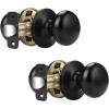 imageProbrico Classic Flat Ball Style Hall Closet Passage Door Knobs Brushed Nickel Interior Door Handles NonLocking Knobs Without Keys 3 PackBlack