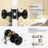 imageProbrico Classic Flat Ball Style Hall Closet Passage Door Knobs Brushed Nickel Interior Door Handles NonLocking Knobs Without Keys 3 PackBlack