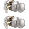 imageProbrico Classic Flat Ball Style Hall Closet Passage Door Knobs Brushed Nickel Interior Door Handles NonLocking Knobs Without Keys 3 PackBrushed Nickel