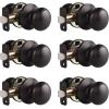 imageProbrico Classic Flat Ball Style Hall Closet Passage Door Knobs Brushed Nickel Interior Door Handles NonLocking Knobs Without Keys 3 PackOil Rubbed Bronze