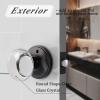 imageProbrico Clear Glass Crystal Door Knobs with Lock Heavy Duty Real Glass Privacy Door Handles Keyless Hardware for Interior BedBath with Black Round Rosette 5 Pack
