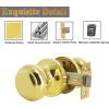 imageProbrico Colonial Style Passage Door Knobs Brushed Nickel Door Handle for HallCloset DoorPolished Brass