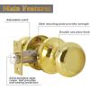 imageProbrico Colonial Style Passage Door Knobs Brushed Nickel Door Handle for HallCloset DoorPolished Brass