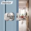 imageProbrico Egg Style Hall and Closet Passage Door Knobs Brushed Nickel Oval Door Lock5 Pack