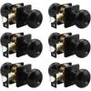 imageProbrico Flat Ball Black BedBath Door Knob Privacy Door Knob Interior Bathroom Lock with Square Rosette1 PackBlack
