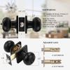 imageProbrico Flat Ball Black BedBath Door Knob Privacy Door Knob Interior Bathroom Lock with Square Rosette1 PackBlack