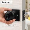 imageProbrico Flat Ball Black BedBath Door Knob Privacy Door Knob Interior Bathroom Lock with Square Rosette1 PackBlack