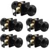 imageProbrico Flat Ball Black BedBath Door Knob Privacy Door Knob Interior Bathroom Lock with Square Rosette1 PackBlack