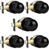 imageProbrico HallCloset Door Knobs Matte Black Passage Door Knobs Round Interior Keyless NonLocking Door Handles4 PackBlack