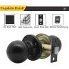 imageProbrico HallCloset Door Knobs Matte Black Passage Door Knobs Round Interior Keyless NonLocking Door Handles4 PackBlack