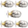imageProbrico HallCloset Door Knobs Matte Black Passage Door Knobs Round Interior Keyless NonLocking Door Handles4 PackBrushed Nickel