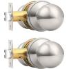 imageProbrico HallCloset Door Knobs Matte Black Passage Door Knobs Round Interior Keyless NonLocking Door Handles4 PackBrushed Nickel
