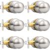 imageProbrico HallCloset Door Knobs Matte Black Passage Door Knobs Round Interior Keyless NonLocking Door Handles4 PackBrushed Nickel
