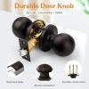 imageProbrico HallCloset Door Knobs Matte Black Passage Door Knobs Round Interior Keyless NonLocking Door Handles4 PackOil Rubbed Bronze
