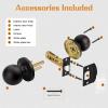 imageProbrico HallCloset Door Knobs Matte Black Passage Door Knobs Round Interior Keyless NonLocking Door Handles4 PackOil Rubbed Bronze
