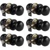 imageProbrico HallCloset Door Knobs in Matte Black Finish Interior Round Passage Door Knobs NonLocking Door Handles3 PackBlack