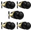 imageProbrico HallCloset Door Knobs in Matte Black Finish Interior Round Passage Door Knobs NonLocking Door Handles3 PackBlack