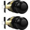 imageProbrico HallCloset Door Knobs in Matte Black Finish Interior Round Passage Door Knobs NonLocking Door Handles3 PackBlack