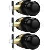 imageProbrico HallCloset Door Knobs in Matte Black Finish Interior Round Passage Door Knobs NonLocking Door Handles3 PackBlack