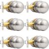 imageProbrico HallCloset Door Knobs in Matte Black Finish Interior Round Passage Door Knobs NonLocking Door Handles3 PackBrushed Nickel