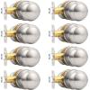 imageProbrico HallCloset Door Knobs in Matte Black Finish Interior Round Passage Door Knobs NonLocking Door Handles3 PackBrushed Nickel