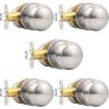 imageProbrico HallCloset Door Knobs in Matte Black Finish Interior Round Passage Door Knobs NonLocking Door Handles3 PackBrushed Nickel