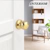 imageProbrico HallCloset Door Knobs in Matte Black Finish Interior Round Passage Door Knobs NonLocking Door Handles3 PackPolished Brass