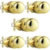 imageProbrico HallCloset Door Knobs in Matte Black Finish Interior Round Passage Door Knobs NonLocking Door Handles3 PackPolished Brass
