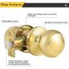 imageProbrico HallCloset Door Knobs in Matte Black Finish Interior Round Passage Door Knobs NonLocking Door Handles3 PackPolished Brass