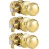 imageProbrico HallCloset Door Knobs in Matte Black Finish Interior Round Passage Door Knobs NonLocking Door Handles3 PackPolished Brass