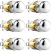 imageProbrico HallCloset Door Knobs in Matte Black Finish Interior Round Passage Door Knobs NonLocking Door Handles3 PackPolished Chrome