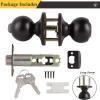 imageProbrico Keyed Alike Exterior Door Knobs with Lock Coastal Oil Rubbed Bronze Entry Door Knobs with Same Keys Interior Entrance Round Ball Shape Door Locksets 3Pack