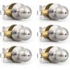 imageProbrico Keyless Door Knobs and Handles Bedroom or Bathroom Privacy Leversets Oil Rubbed Bronze 6 Pack Door KnobStyle 5763Brushed Nickel