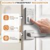 imageProbrico Keyless Entry Door Lock with Handle Smart Locks for Front Door Black Keypad Door Lock with Handle Fingerprint Door Lock Electronic Keypad Deadbolt with Handle Lever App Control Auto LockSatin Nickel