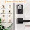 imageProbrico Keyless Entry Door Lock with Handle Smart Locks for Front Door Black Keypad Door Lock with Handle Fingerprint Door Lock Electronic Keypad Deadbolt with Handle Lever App Control Auto LockBlack